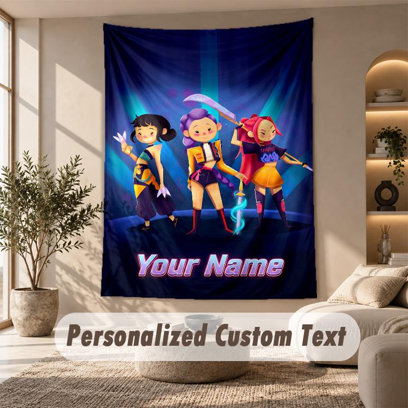 Tapestry Custom Name Text, Wall Hanging Tapestry Home Room DecorKpop Demon Hunters