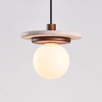 Yellow Travertine Wabi-Sabi Pendant Light - Nordic Retro Style for Bedroom, Bar, or Entrance.