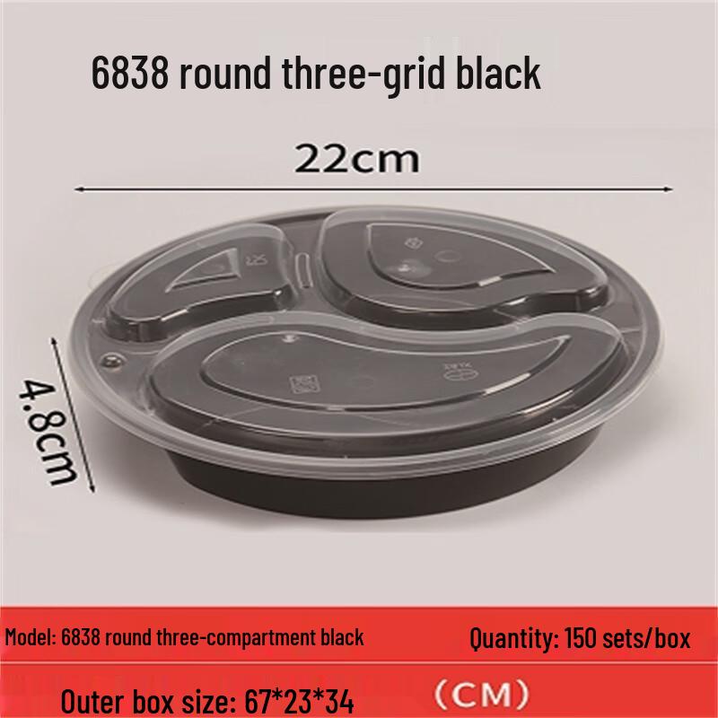 XLBZ Disposable Round 3-Compartment Meal Prep Containers