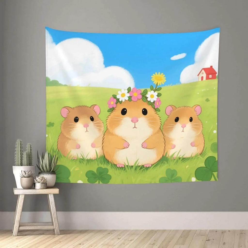 Guinea Pig Wall Tapestry Cute Cavy Tapestry for Kids Boys Girls Cartoon Pet Animal Tapestry Wall Hanging for Bedroom Living Room