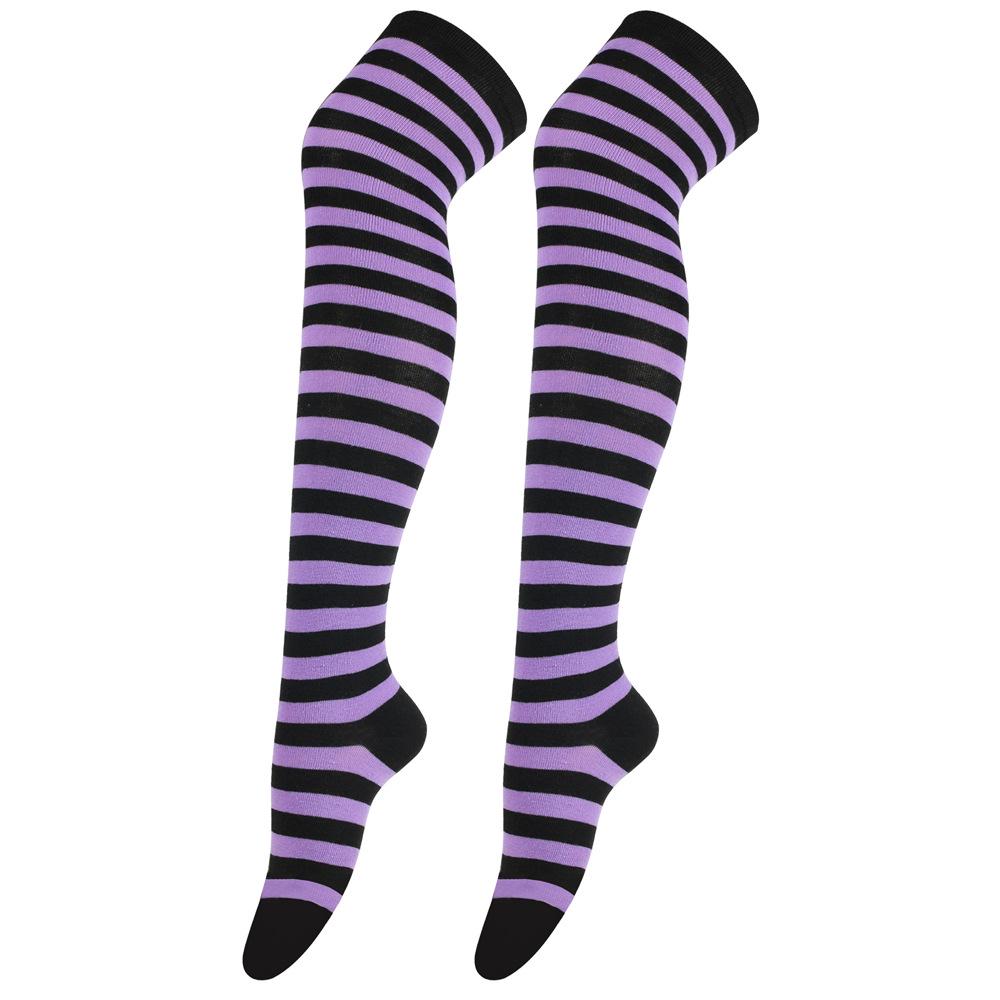 Women's Zebra Striped Thigh-High Socks: Japanese & Korean Style Over-the-Knee Halloween Cosplay Performance.