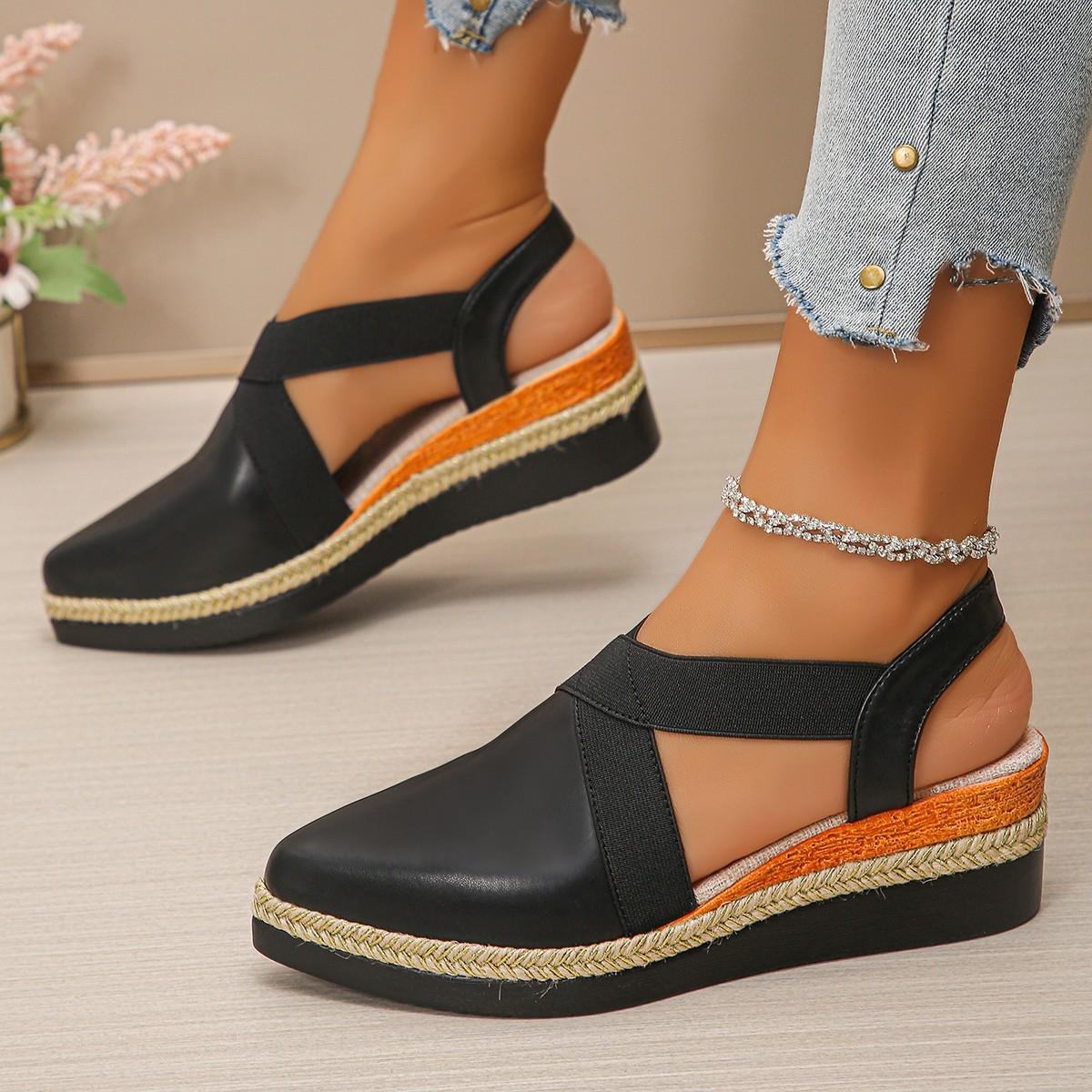 

22 summer new platform sandals bag head empty casual muffin and round head high heels 43 чорний