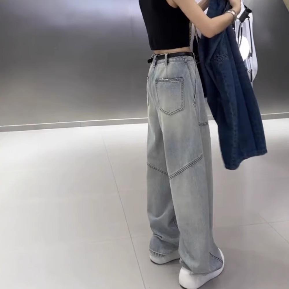 Retro americké dámské džíny plus size s vysokým pasem, zeštíhlující, se širokými nohavicemi