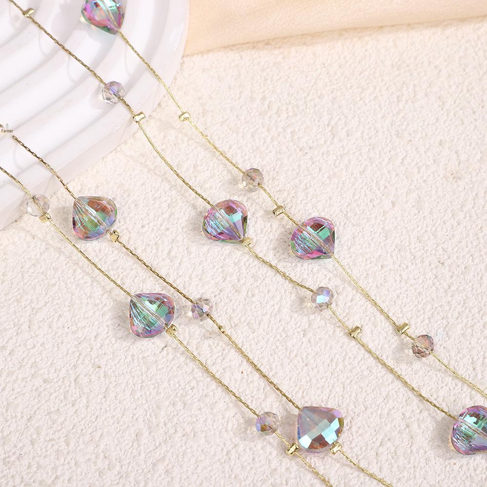 Všestranný dlouhý křišťálový náhrdelník: Módní šperky s řetízkem na svetr (170 cm)