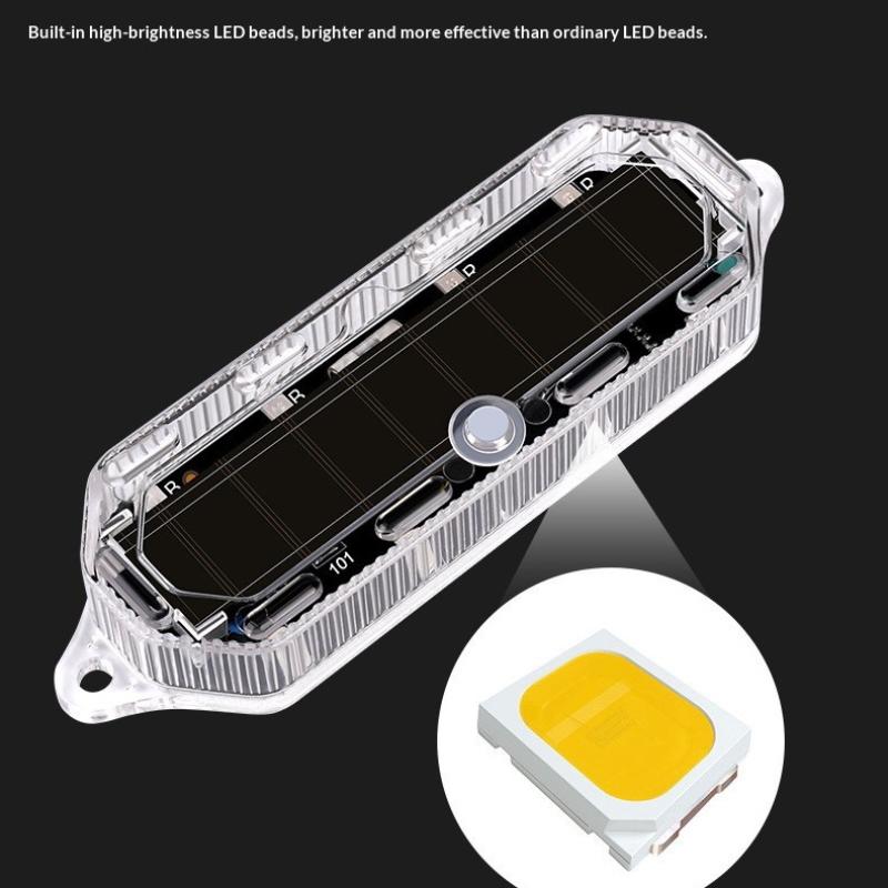 2Pcs Car Solar Charging-Free Anti-Rear Collision And Explosion-Proof Safety Light Motorcycle Brake Tail Light Modified Flash