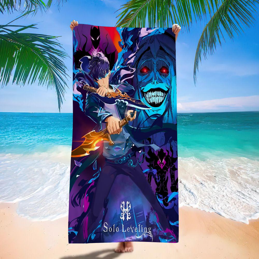 Anime Solo Leveling Microfiber Beach Towel Absorbent Quick Dry Soft Yoga Swimming Resort Mountain Climbing Towel