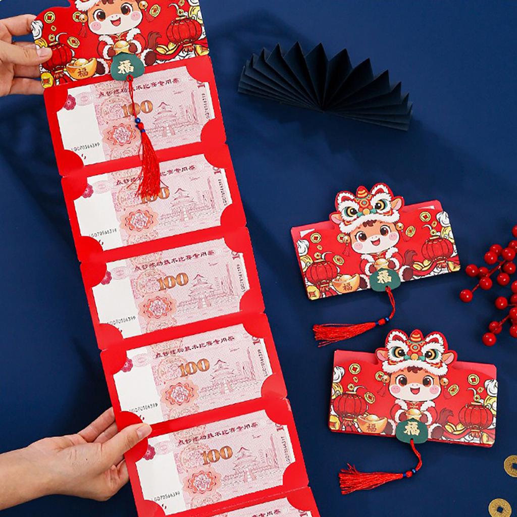 Creative 2/6/8/10 Folding Red Packets 2026 CNY Cash Gift Bag Birthday Wedding Horse Spring Festival Red Envelope