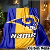 Custom Name Rams Team Spirit Throws Blanket Flannel Blankets for Couch Bed Gifts for Men Women Picnic Blanket Christmas Fan Gifts
