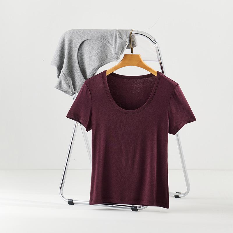 Women s Cloud-Soft Lyocell Acetate Short Sleeve Tee with Large Round Neck - New Arrival 2026 Large виноградный/фиолетовый