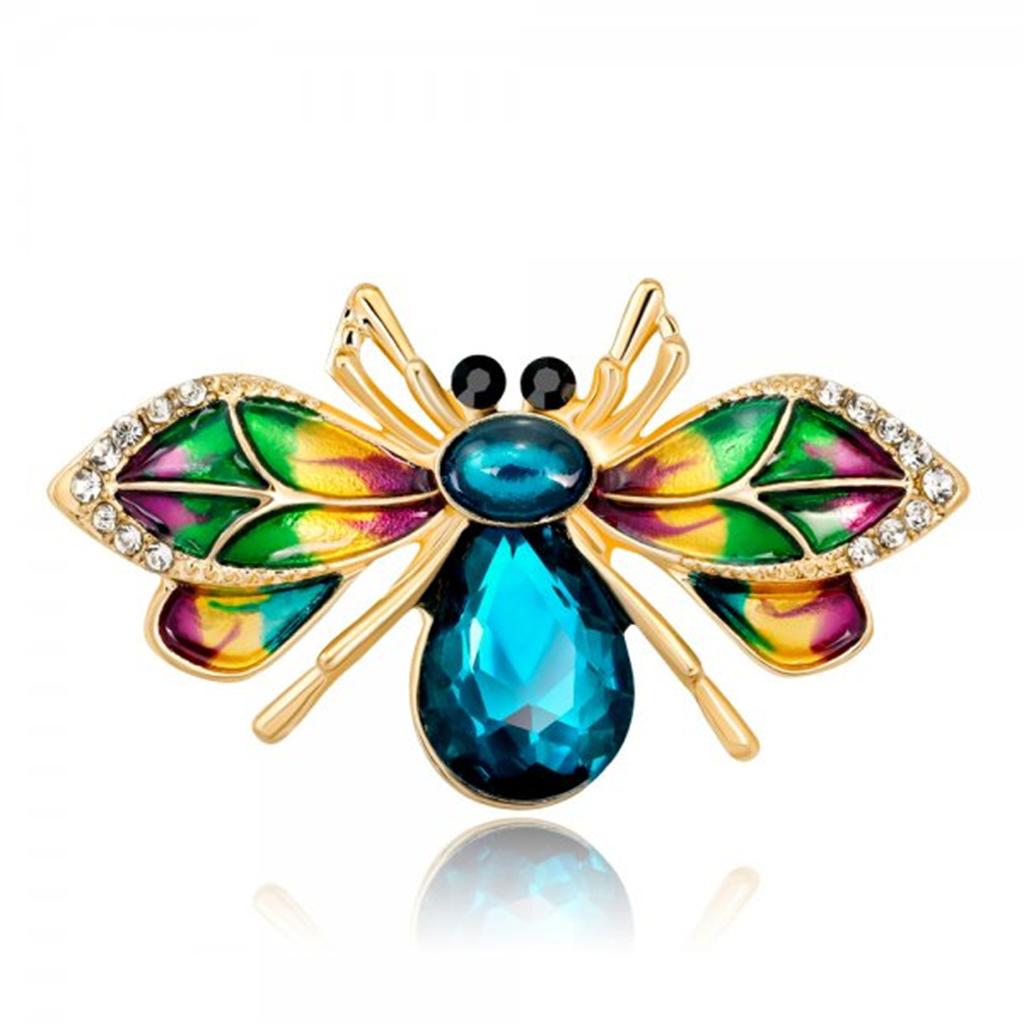 Exquisite Women Men Little Bee Fashion Crystal Brooch Decoration Rhinestone Insect Series Enamel Brooches Pins Accessories