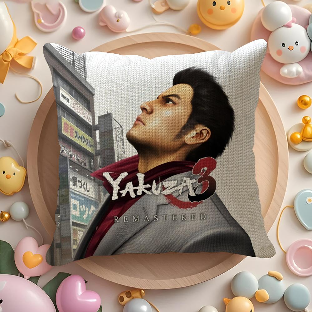 Y-Yakuza Like A Dragon Kissenbezug Natürlicher Leinen Bio-Stoff Zweiseitiger Druck Sofa Heimdekoration Geschenk Kissenbezug