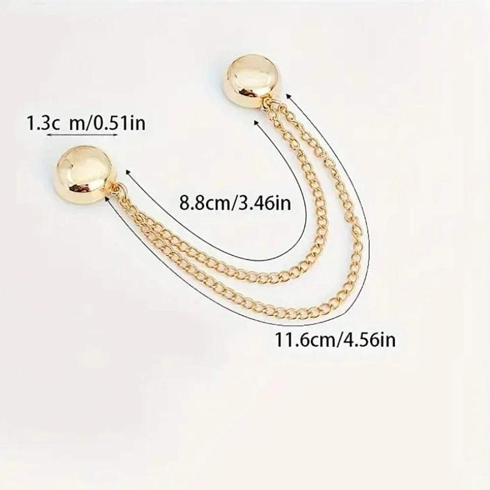 1Pc Multi-Function Magnetic Clothing Clip with Chain Metal Buttons Clip Clothes Scarf Trouser Legs Cuff Fixing Magnet Pin Decor