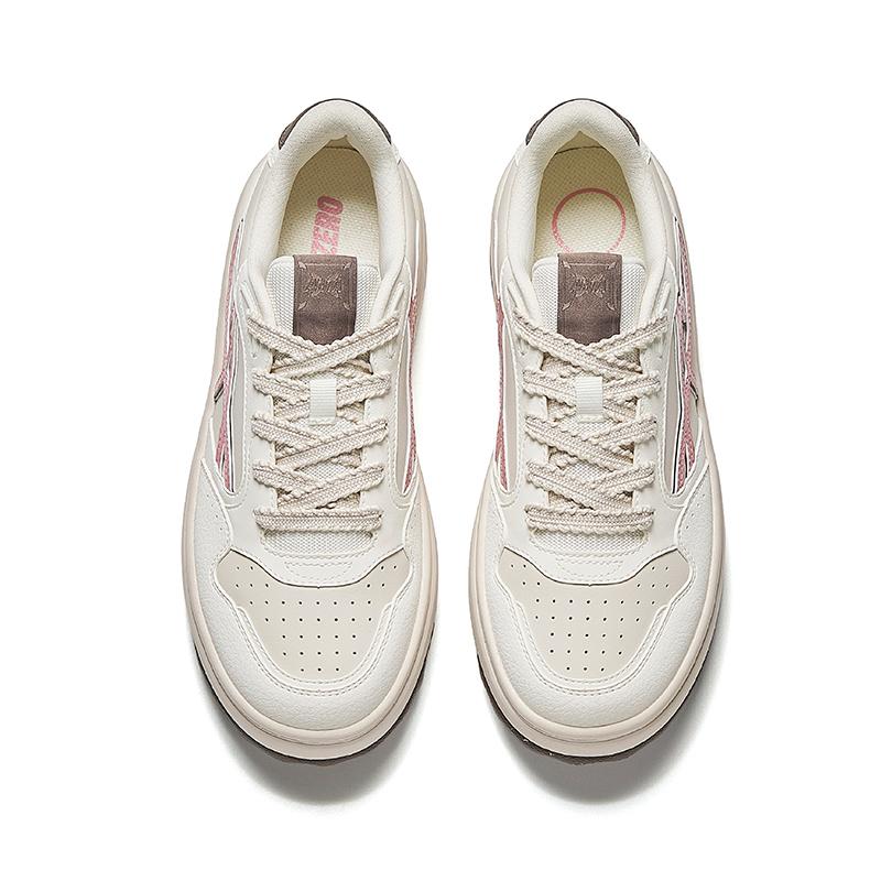Anta Qingfeng 1 Simple Versatile Non-Slip Wear-Resistant Low-Top Skate Shoes Women Sneaker Beige Brown Pink 122538035-5