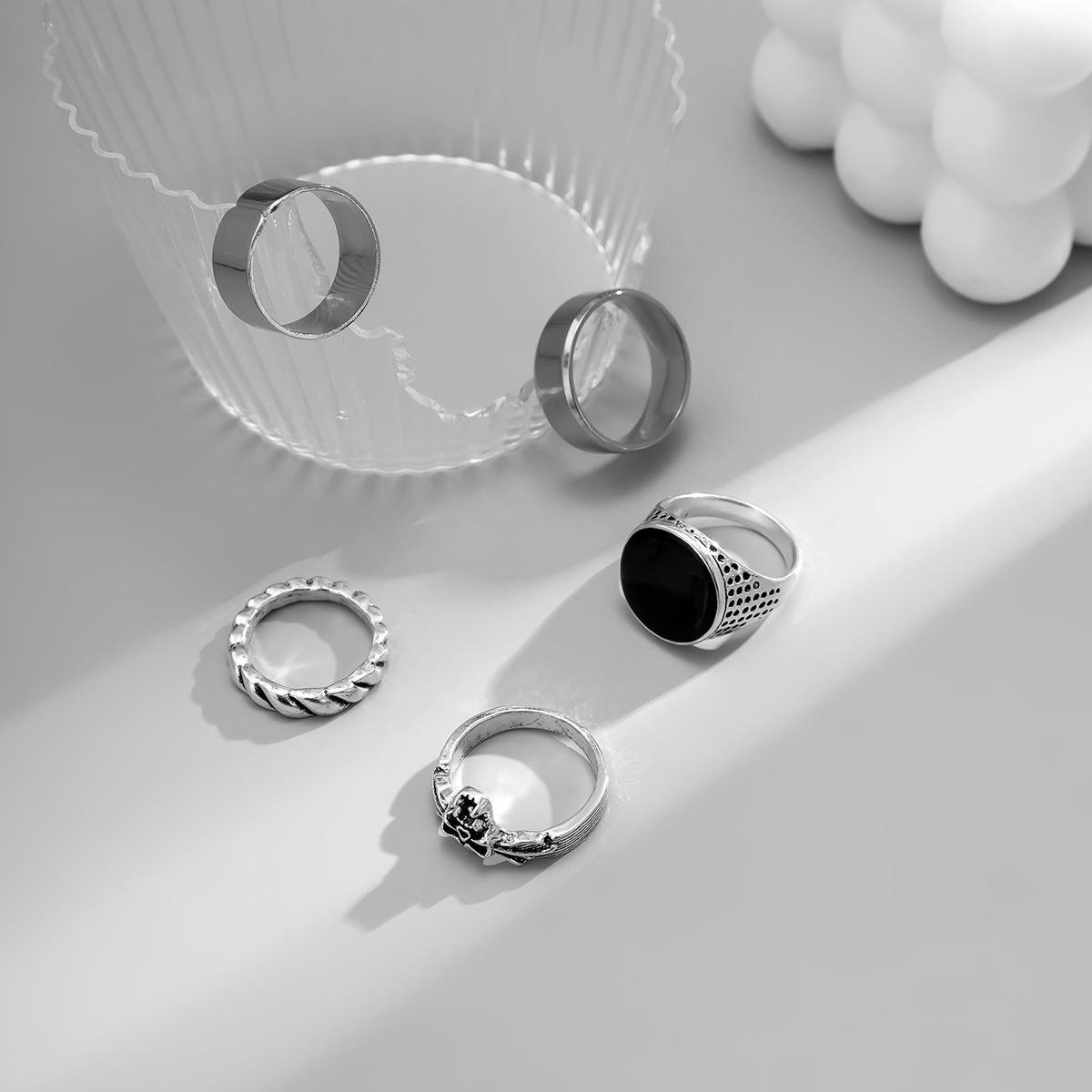 

2023 вечерние аксессуары для ночного клуба, европейские и американские новые мужские кольца из нержавеющей стали с черепом из 5 частей, модные индивидуальные мужские ювелирные изделия