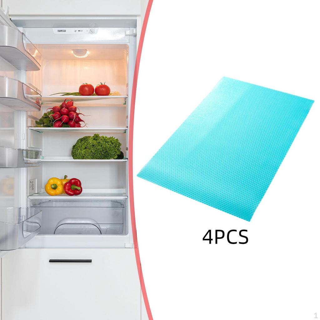 Lot de 4 Tapis de Réfrigérateur Accessoires Gadgets de Cuisine avec Coussinets de Doublure Antidérapants