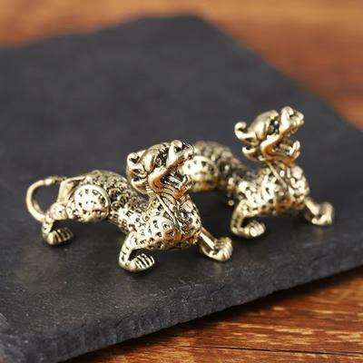 1Pc Statue Figurine Wealth Brass Decor Prosperity Chinese Style Ornament Qilin Dragon Luck Animal Fengshui Vintage