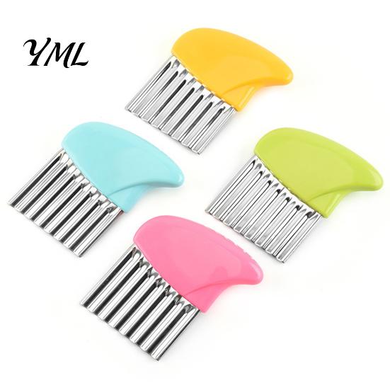 Durable Food Slicer Tool Stainless Steel Potato Cutter, Wavy Blade French Fry Slicer, Manual Safe Vegetable Chopping Energy Saving Chopper for Kitchen
