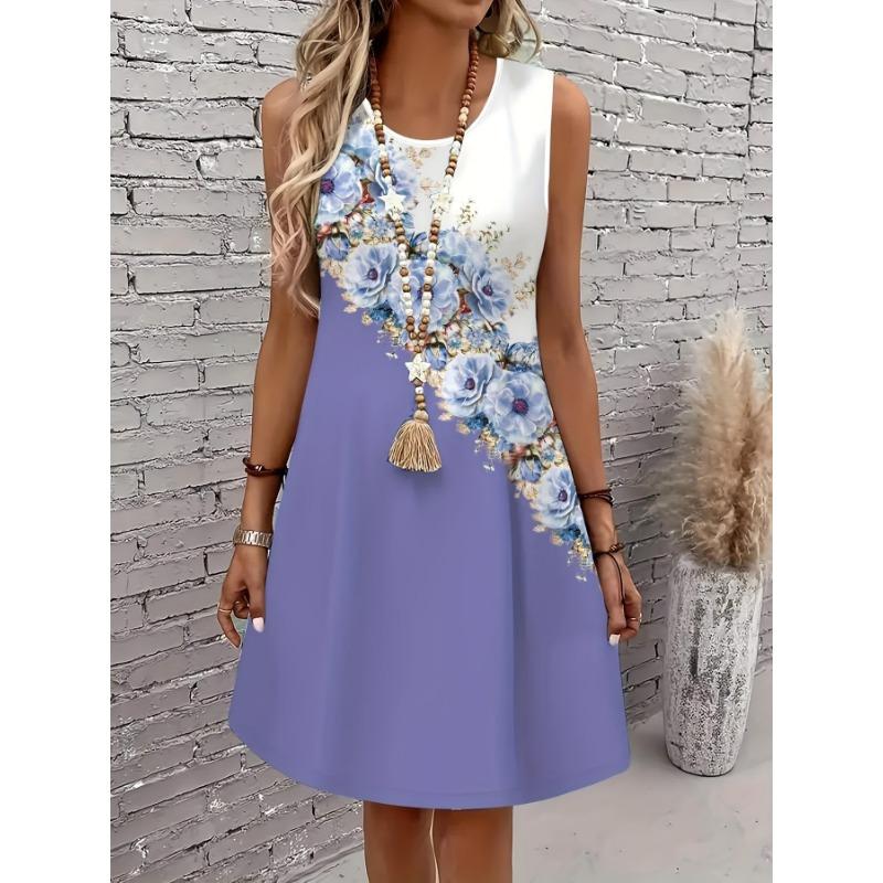 Spring and summer women's printed casual and elegant dress