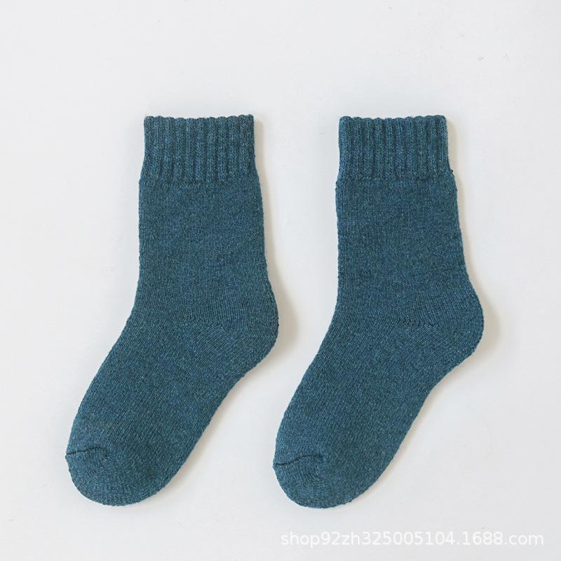 

Детские толстые шерстяные носки с бархатом для мальчиков и девочек - теплая осенне-зимняя одежда XL size 8-12 years old синий