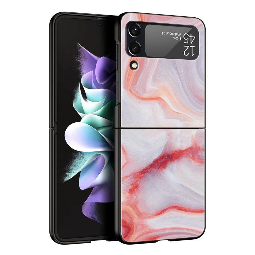 Vintage Marble Hard PC Phone Case For Samsung Galaxy Z Flip 7 6 5 4 Black Cover For Galaxy Z Flip 3 Foldable Shell Fundas Capas