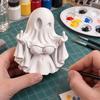 Decorative Ghost Statue Funny Little Ornament, Sexy Bad Halloween Figure, Middle 3D Printed Decor Finger Spooky Tabletop for DIY Painting Home