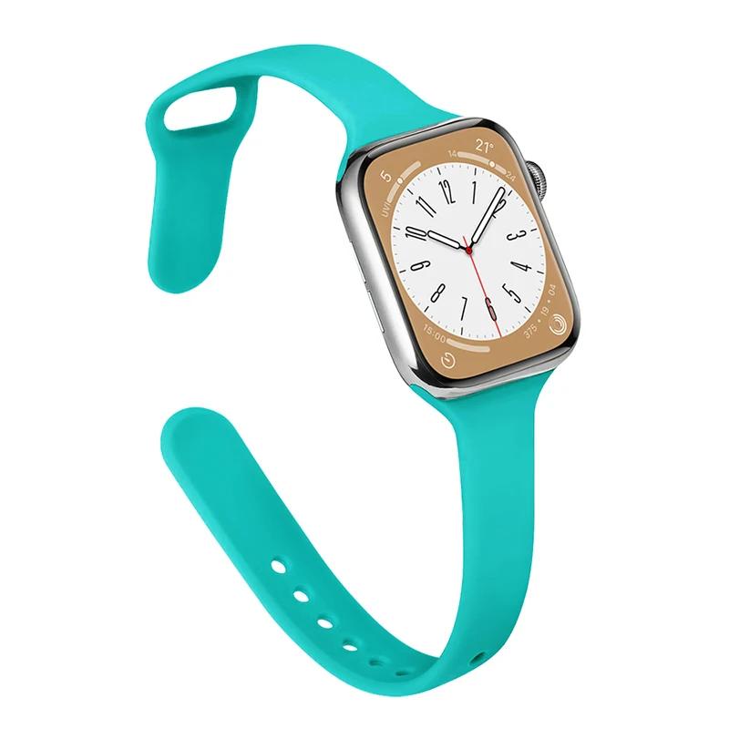 Slim Strap for Apple Watch Band 44mm 40mm 38mm 42mm Ultra 49mm Silicone Bracelet Correa iWatch Series 6 Se 5 4 3 7 8 45mm 41mm