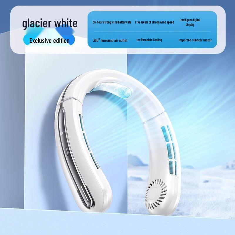 2025 Lazy Neck Fan: USB Rechargeable, 100-Speed, Bladeless, Ice Ceramic Cooling