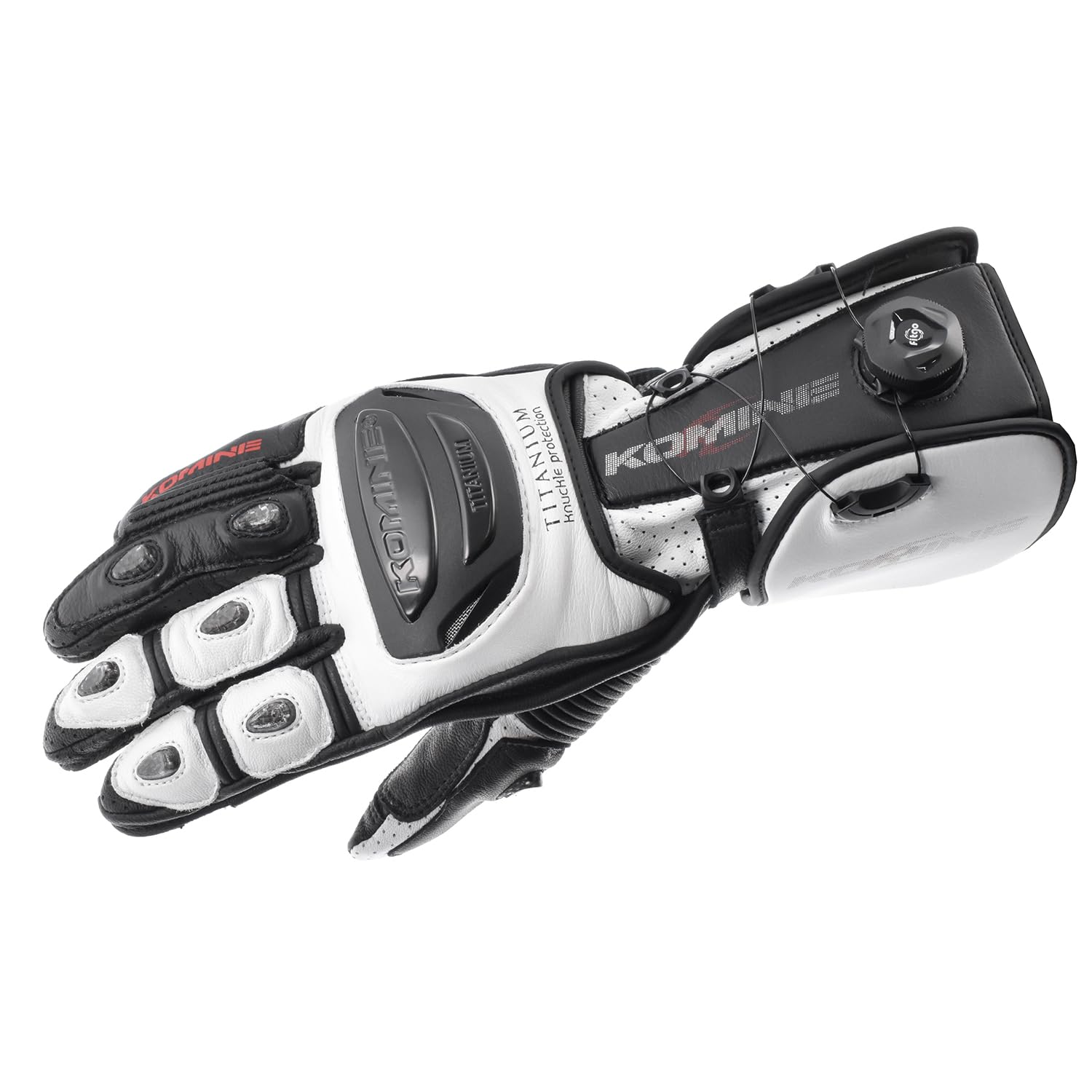 Komine Motorcycle Gloves Dial Fit Racing Large GK-253 Gloves, White/Black,