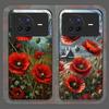 Retro Poppy Flower Bloom Hot Red Printed Tempered Glass Phone Case for OPPO Reno 13F 12 11 10 Pro Plus Find X8 X5 X3 Lite Cover