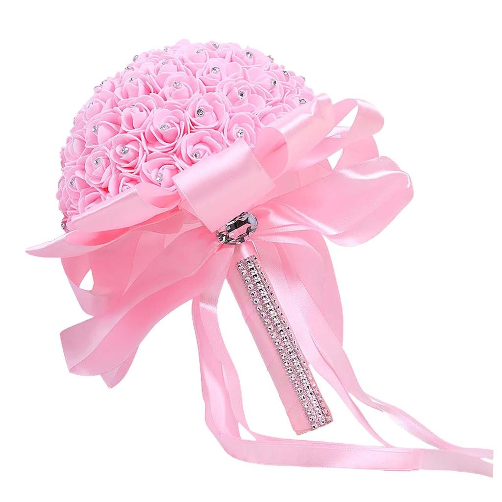 Bridal Bouquet Artificial Roses Flowers Bride Bouquets Ribbon Material Foam Comfortable Decorative