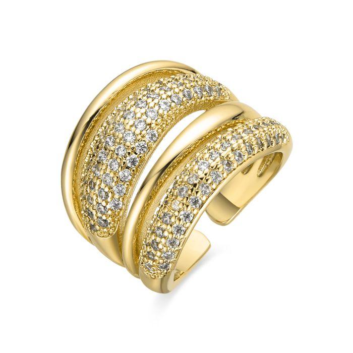 Ring - LUXENTER - Merima - 18 Carat Yellow Gold - Brilliant Zirconia - 18.8 Mm