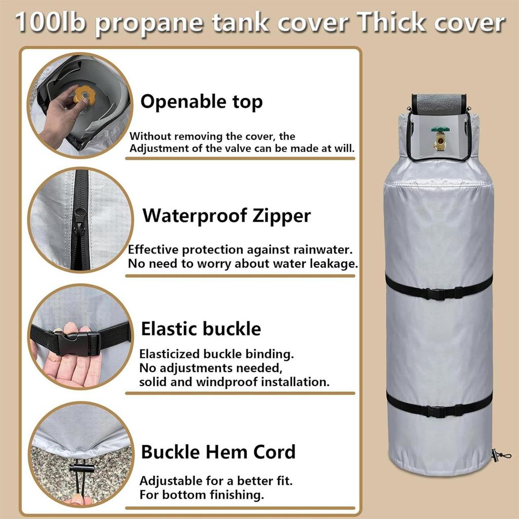 100lb Propane Tank Cover Insulated Waterproof Dustproof Protection for Gas Cylinder BBQ Grill Outdoor Camping Winter Storage