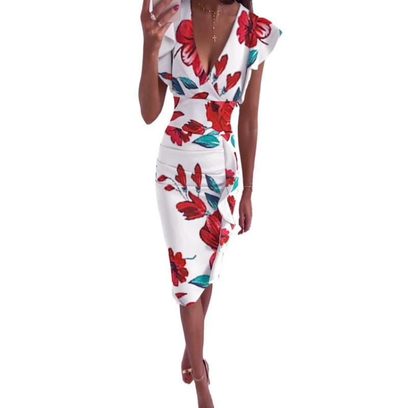 BITCED Fashion Summer Spring Short Sleeve V-Neck Casual Dresses Unique design