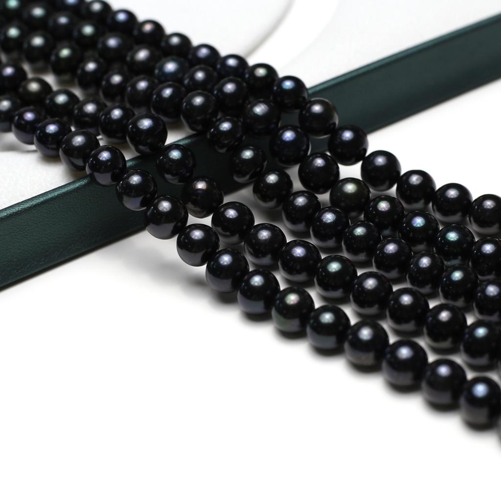 1String, Handmade Round Pearl, 9-10mm, Black Natural Freshwater Pearls Beads for Jewelry Making DIY Necklaces Bracelets Crafts Length 36cm