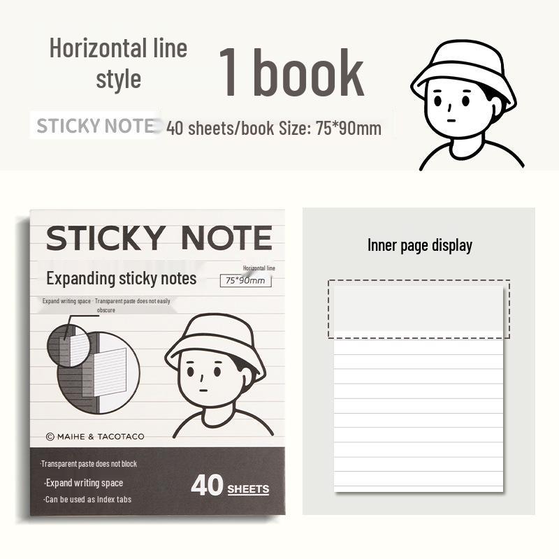 

TACOTACO Expandable Foldable Sticky Notes - Non-Obstructive & Tearable for Students No Size
