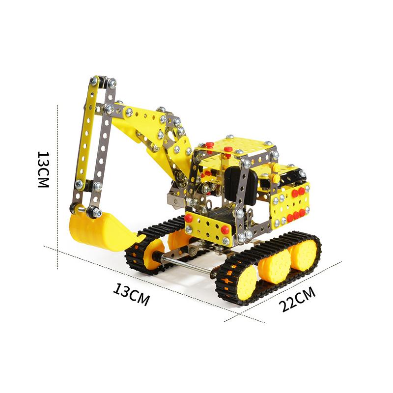3D DIY Metall Baustein Montage Modell Bagger Muldenkipper Kran Mutter Kombination Montage Ingenieur Fahrzeug Spielzeug Junge Geschenk