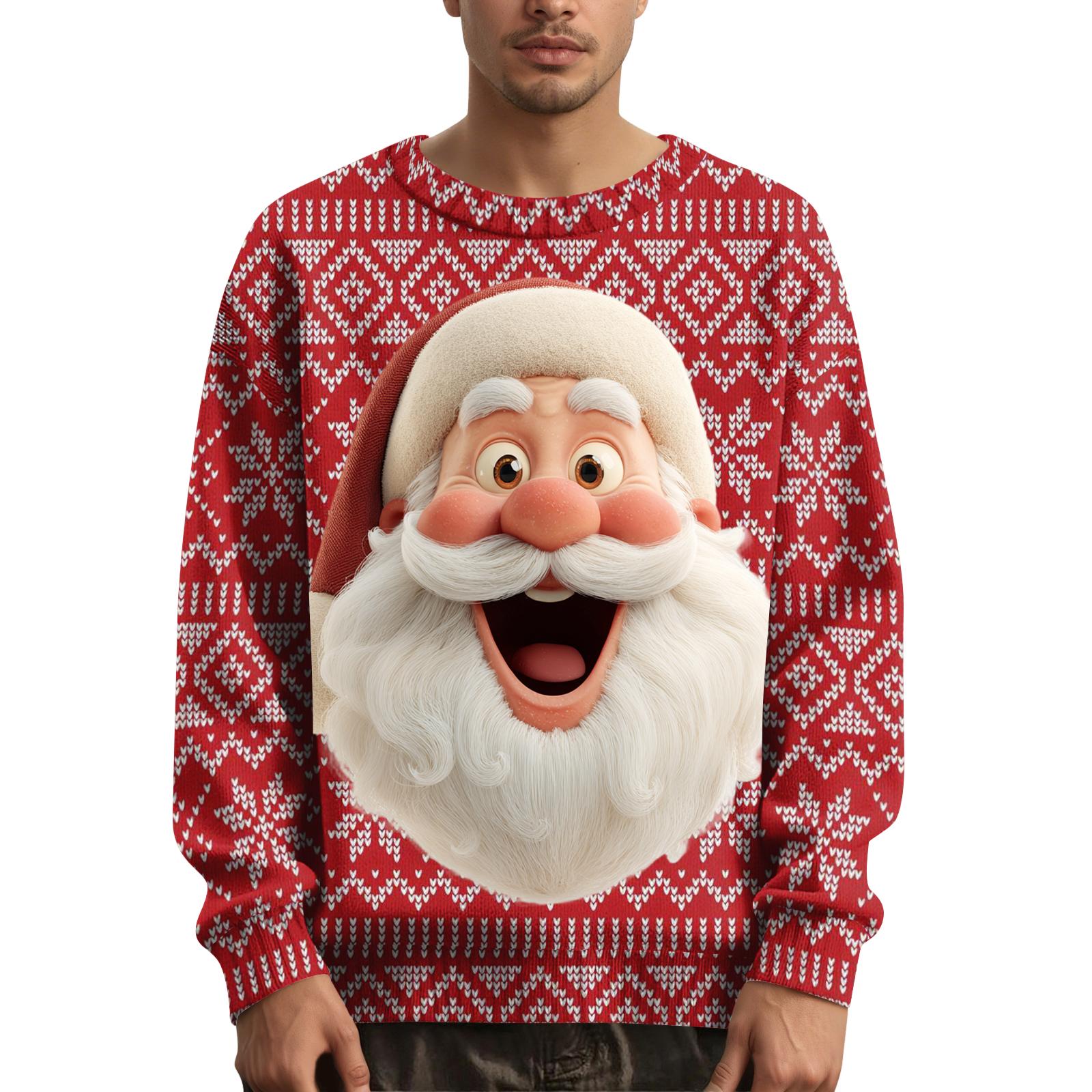 

Мужской рождественский свитер с принтованным воротником XL