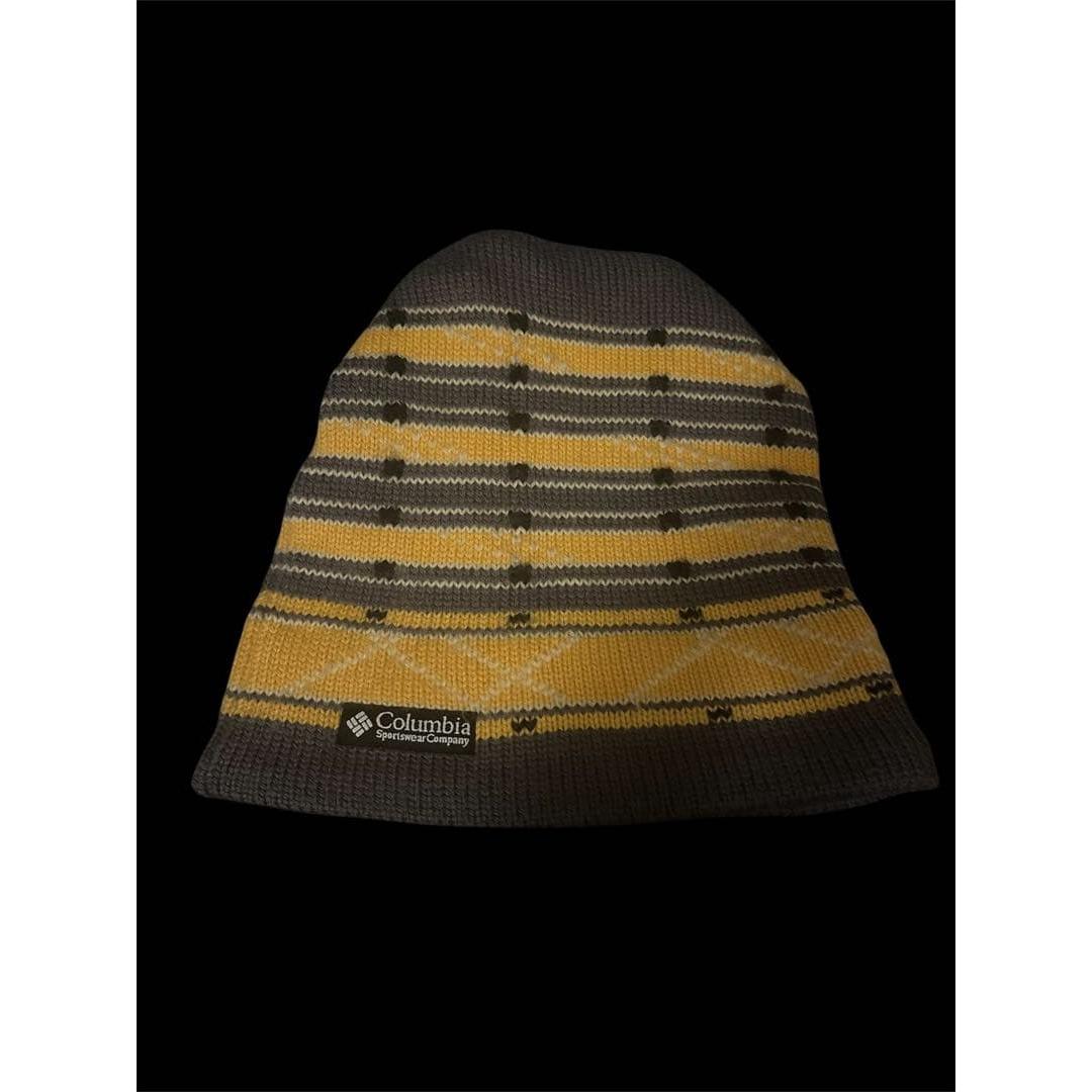 Used Columbia Knit Hat Beanie Yellow Gray
