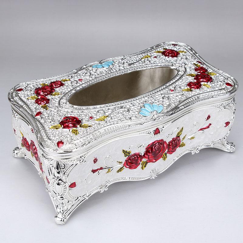 New high-grade extractive tissue box European paper drawer box with drill universal zinc alloy metal paper drawer box
