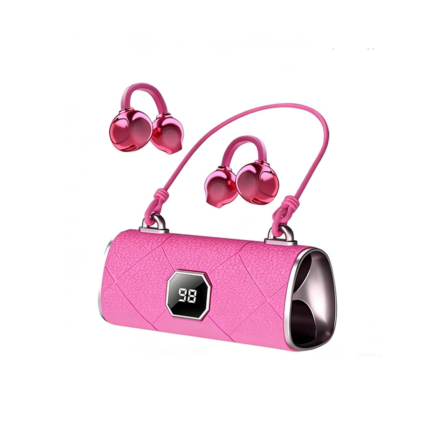 

Clip-On Wireless Bluetooth Headphones with Diamond Butterfly Ear Clips Noise-Canceling Headphones Type-C Charging For Gift Rose Red Standard