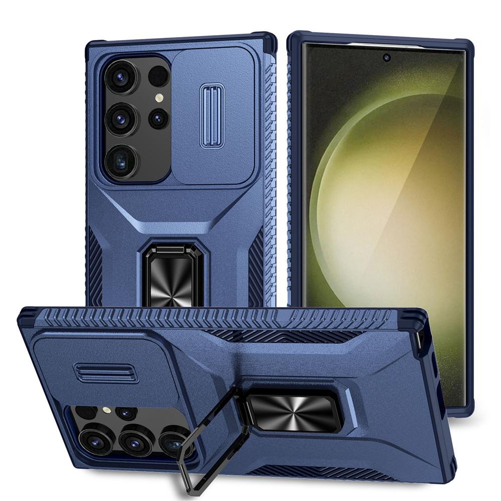 KEYSION Nárazuvzdorné pouzdro pro Samsung S24 Ultra 5G S24+ S23 FE Slide Ochranný kroužek na fotoaparát Kryt na telefon pro Galaxy S23 Ultra