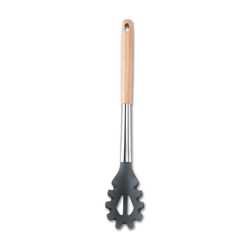 8 PCS Silicone Cooking Kitchen Utensil Set Wooden Handle Kitchen Baking Tools Kitchenware Accessories Storage Bucket