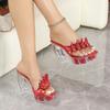 10.5CM Transparent Special Wedge Slippers, Crystal Platform Open Toe Slides, Sexy Nightclub Shoes LFD-1108WG-H44