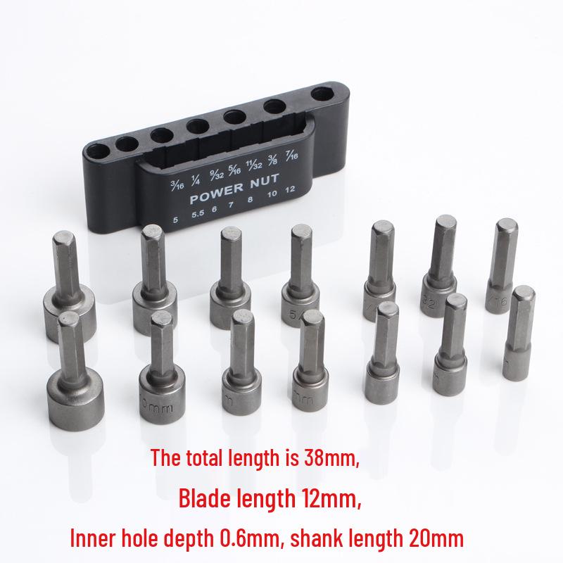 14-Piece Hex Socket & Electric Screwdriver Bit Set for Self-Tapping Screws