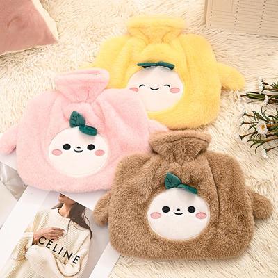 Winter Cartoon Hot Water Bottle with Washable Plush Hand Warmer Cover for Girls
