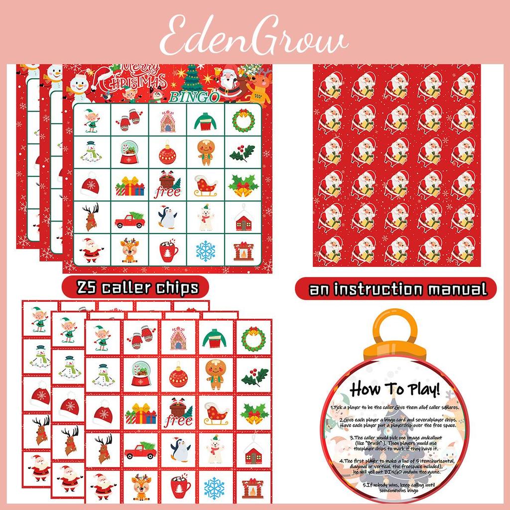 Christmas Tree And Snowman Bingo Set With Cards For Holiday Celebration