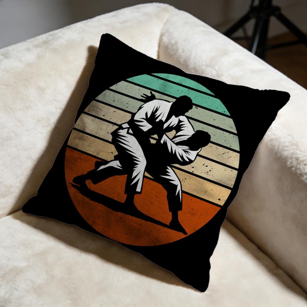 Sports Judo Martial Arts Cushion Cover Soft Decorative Pillow Case Suitable for Bedroom Sofa Car Travel Use