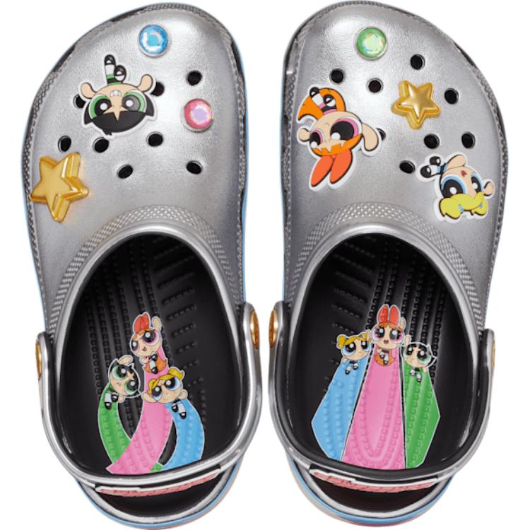 Crocs The Powerpuff Girls x Classic Clog Kids Metalická stříbrná Dětské tenisky 210264-001