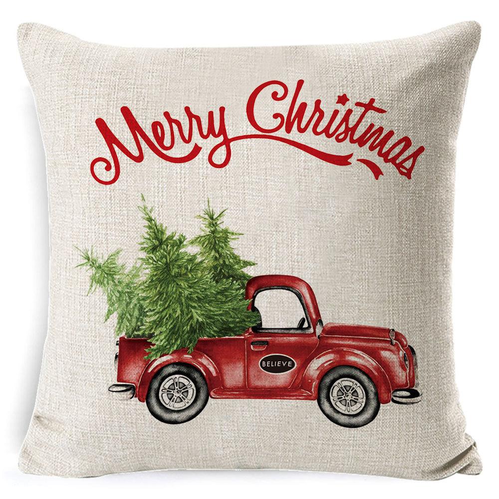 Furniture New Linen Pillow Christmas Pillowcase Sofa Cushion Home Lumbar Pillow