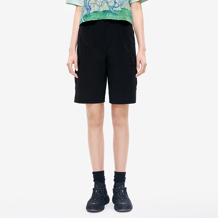 FILA X Van Gogh Museum Collaboration Van Gogh Collection Multi-Pocket Solid Color Sports Casual Breathable Woven Five-Point Shorts F11W228802F-BK